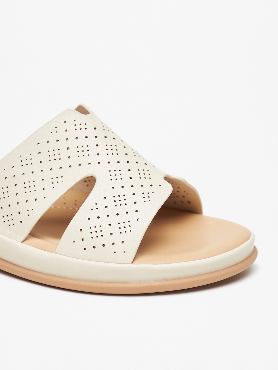Laser Cut Detail Slip-On Comfort Sandals
