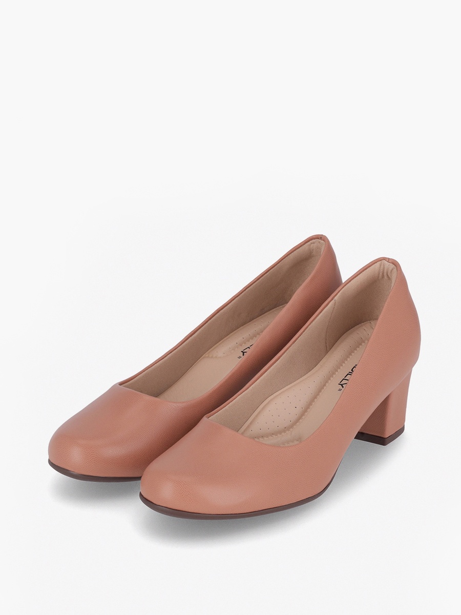 Round Toe Slip-On Shoes with Block Heels