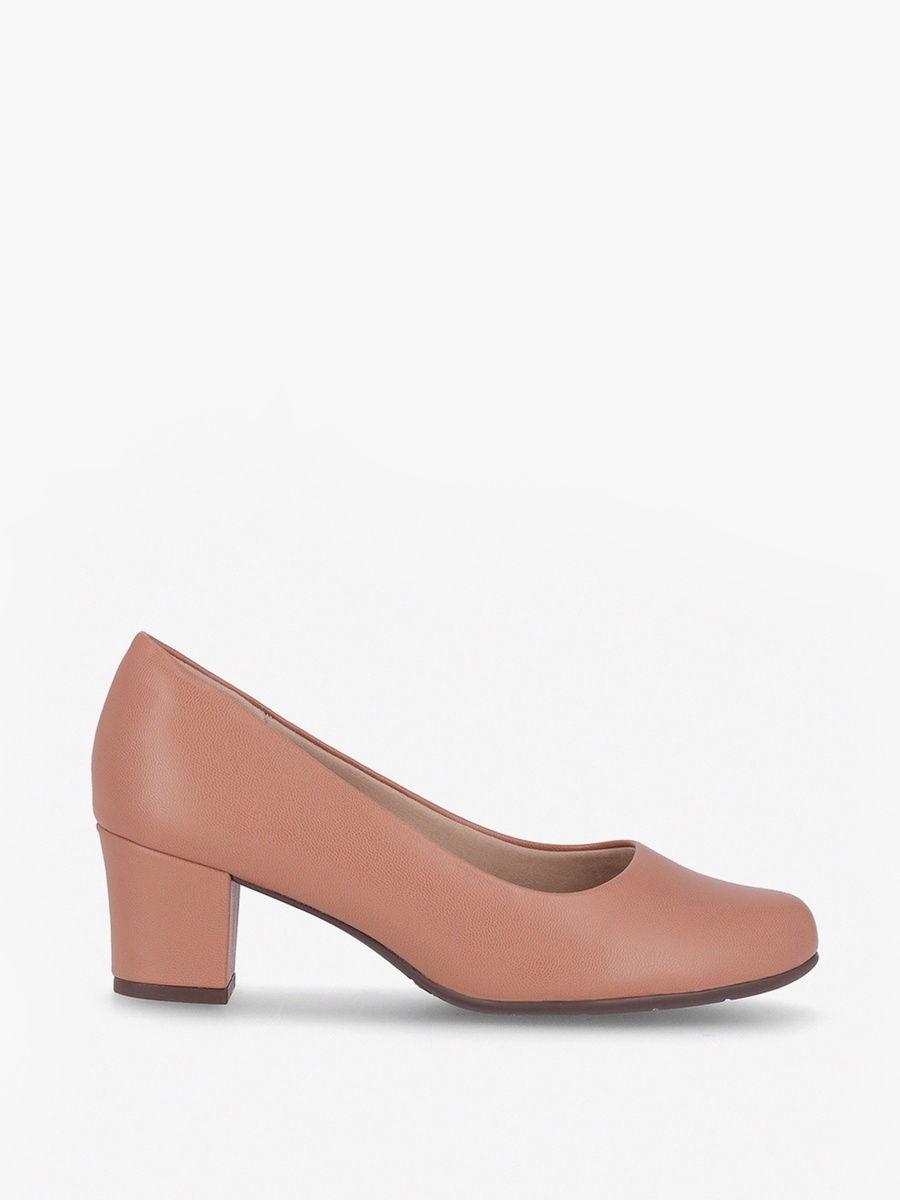 Round Toe Slip-On Shoes with Block Heels