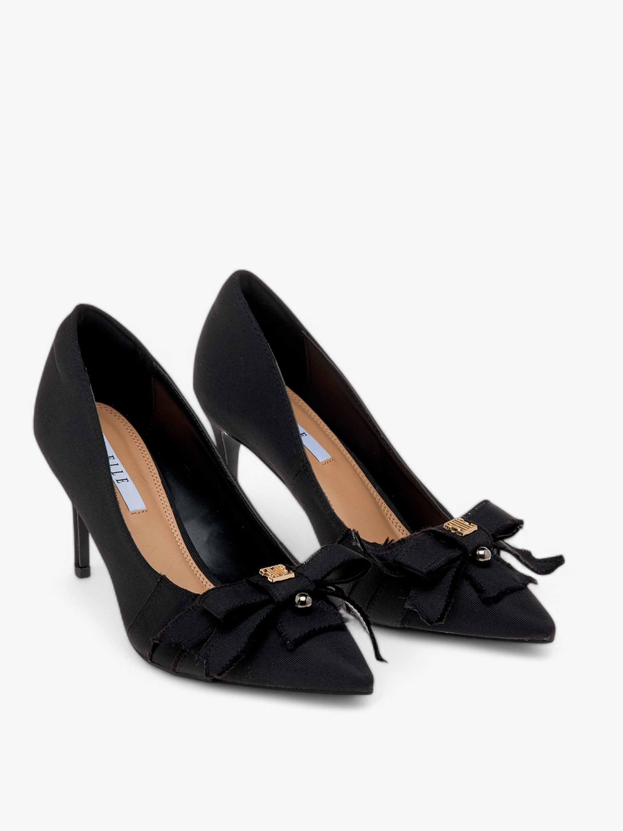 Women Bow Accent Slip-On Pumps with Stiletto Heels