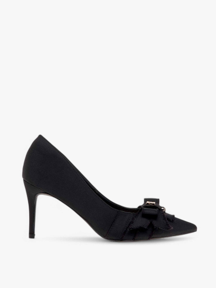 Women Bow Accent Slip-On Pumps with Stiletto Heels