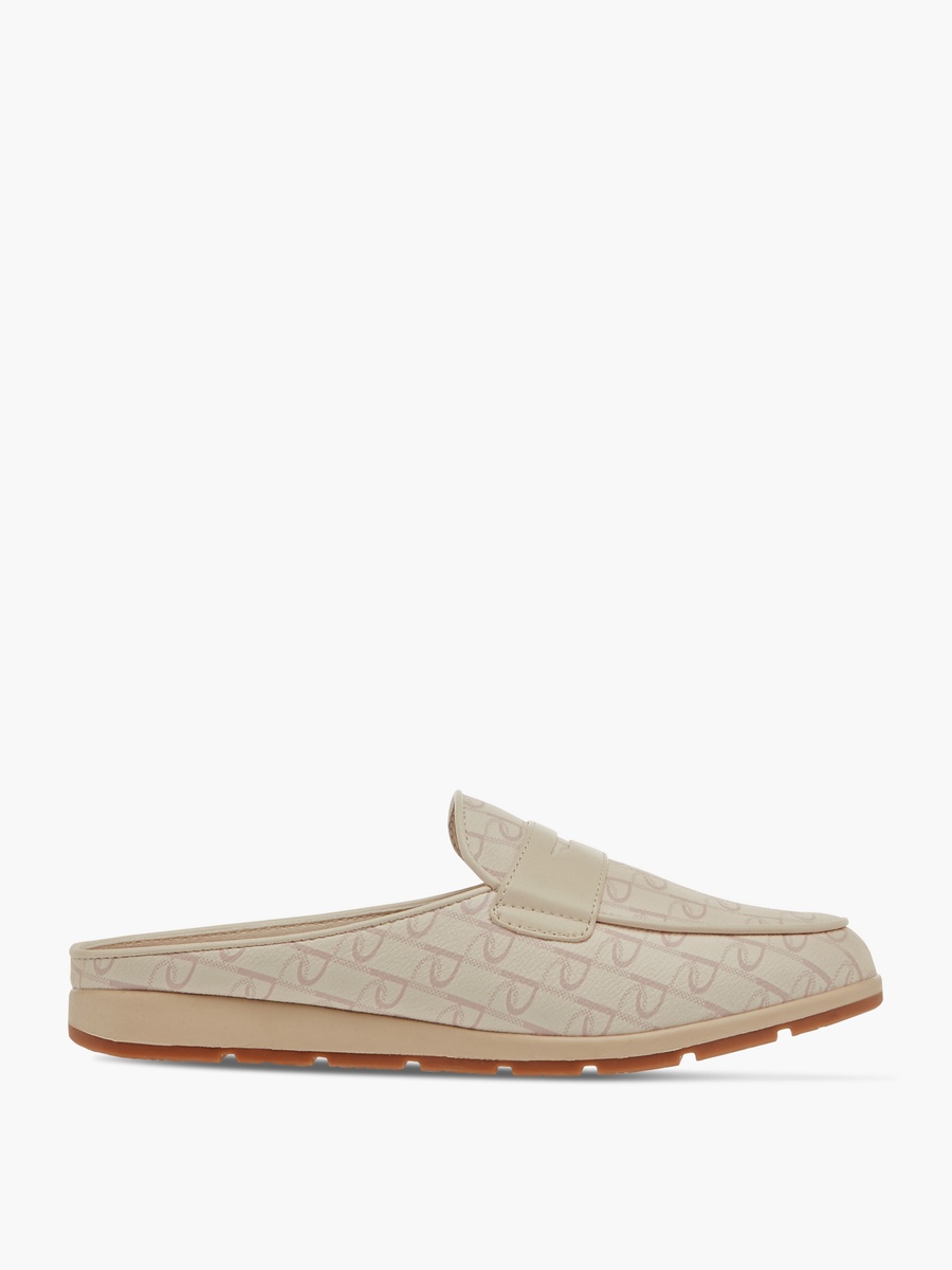 Monogram Print Slip-On Comfort Mules