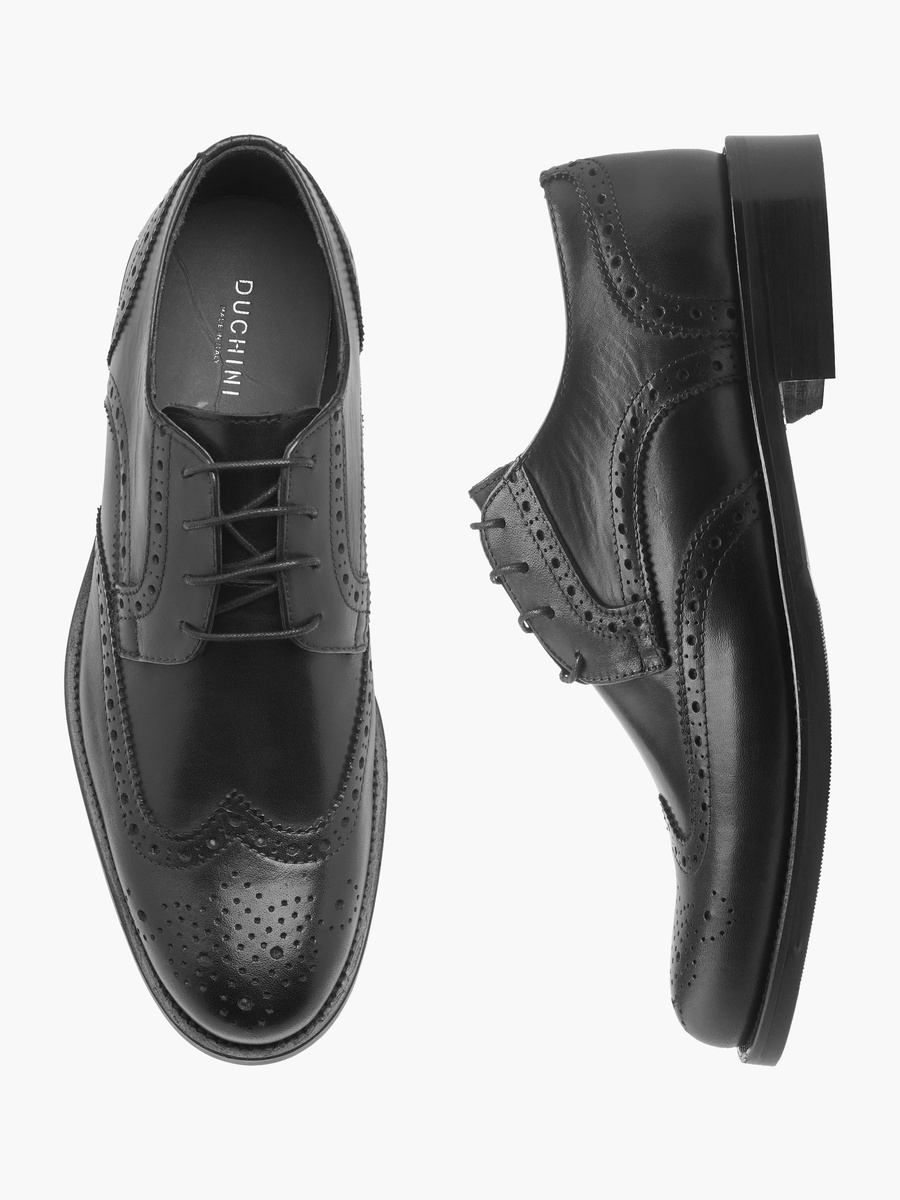 Men Perforated Detail Lace-Up Derby Shoes