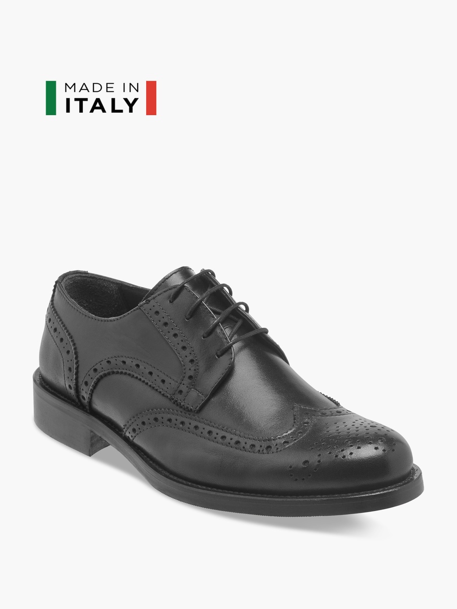 Men Perforated Detail Lace-Up Derby Shoes