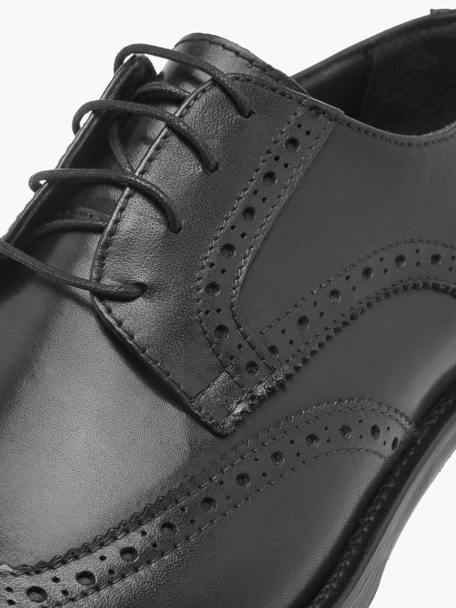 Men Perforated Detail Lace-Up Derby Shoes
