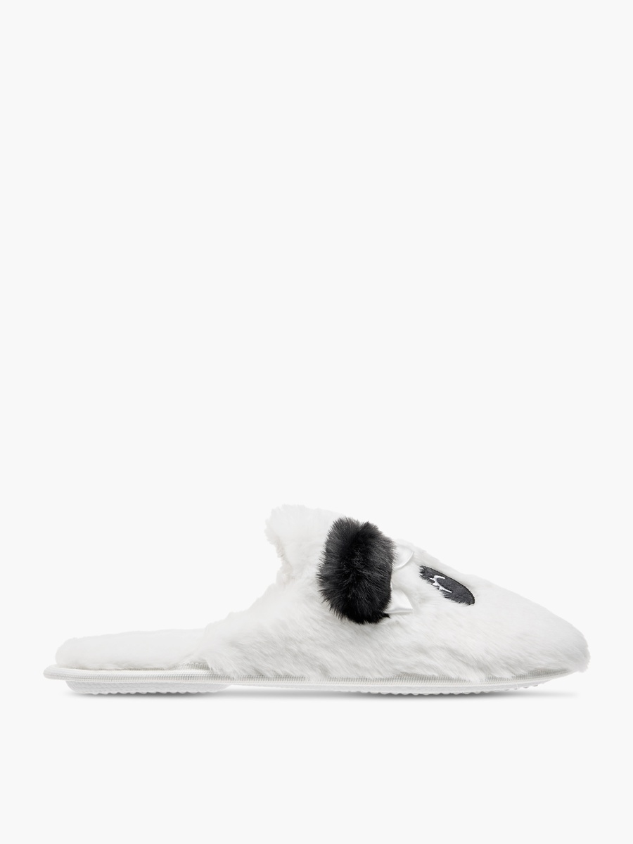 Panda Ear Applique Faux Fur Bedroom Mules