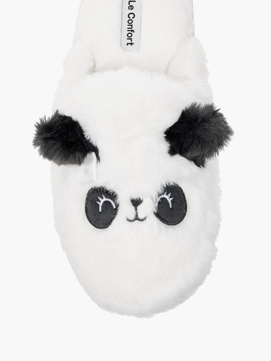 Panda Ear Applique Faux Fur Bedroom Mules