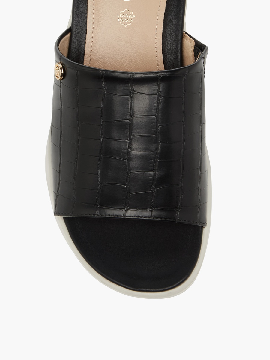 Textured Slip-On Comfort Sandals with Wedge Heel