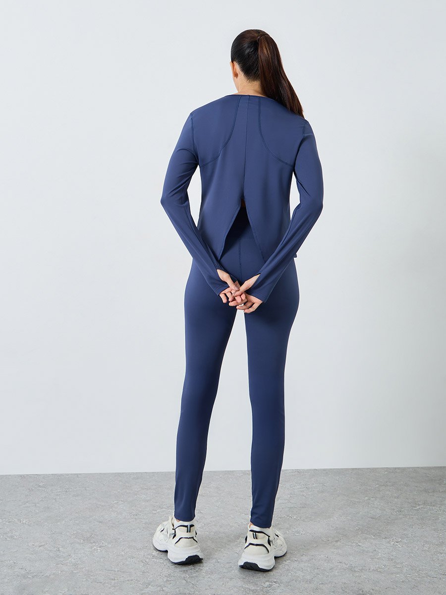 Back Split Hem Detail Top and Leggings Set