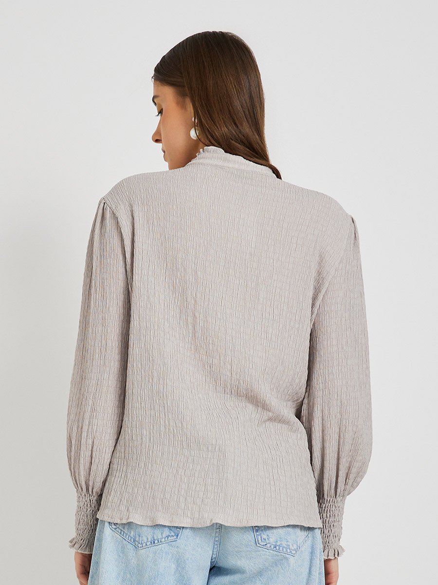 Texture Long Sleeve Buttoned Shirt