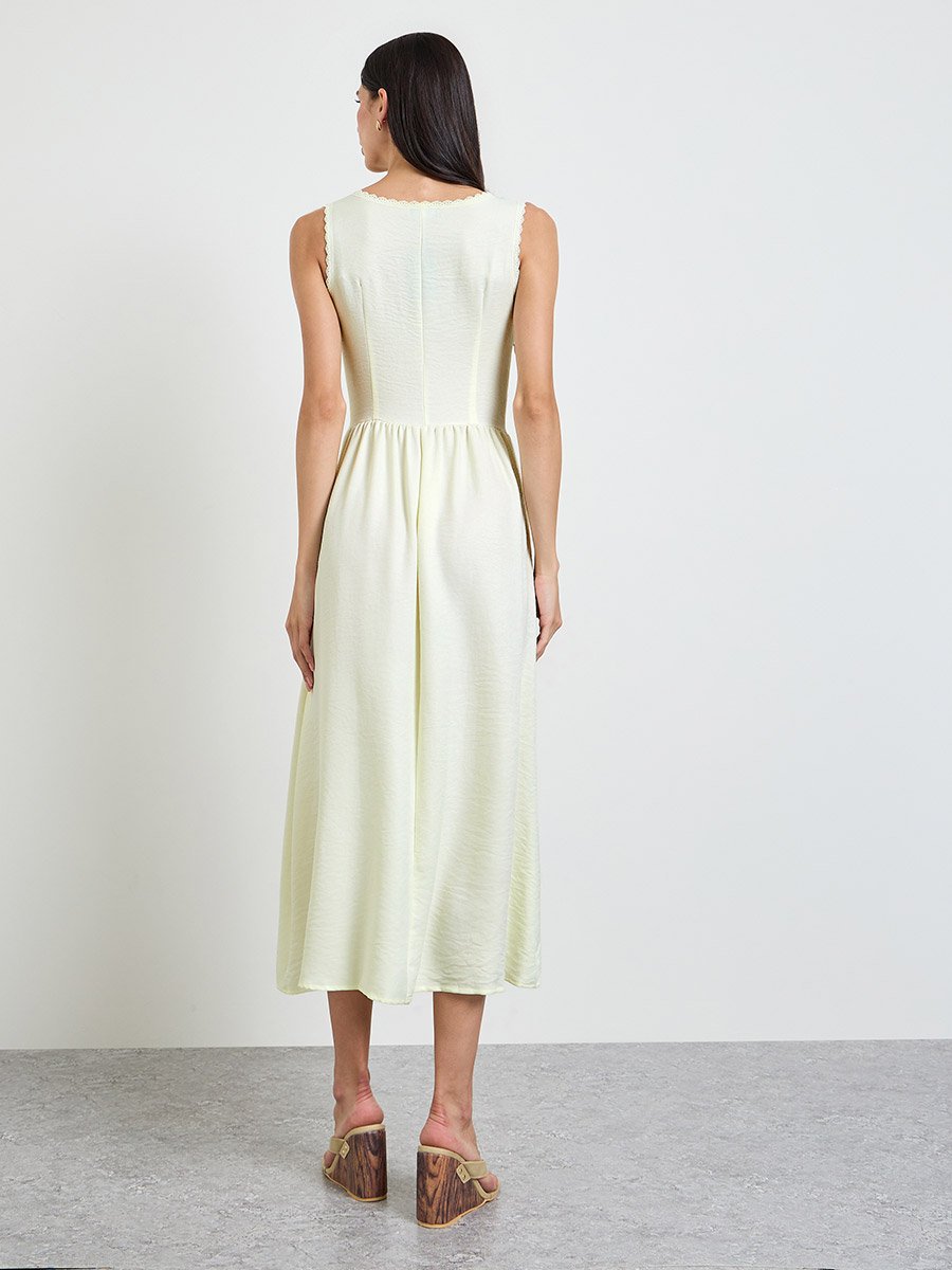 Yellow Sleeveless A-Line Midi Dress