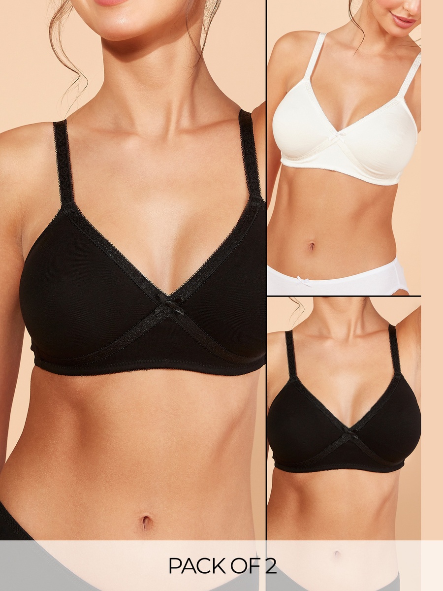 Set of 2 - Bra with Adjustable Straps and Hook and Eye Closure