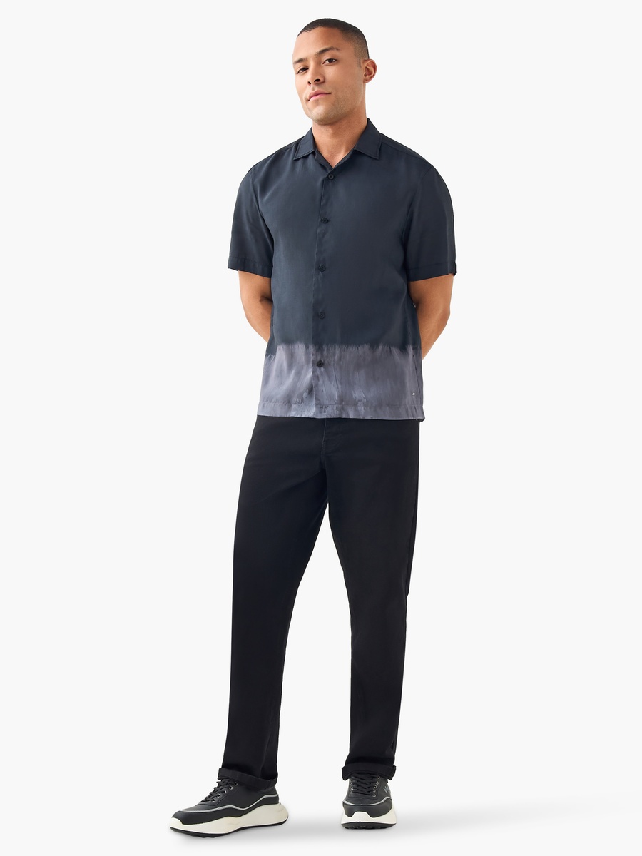 Relaxed Fit Ombre Tencel Shirt with Short Sleeves