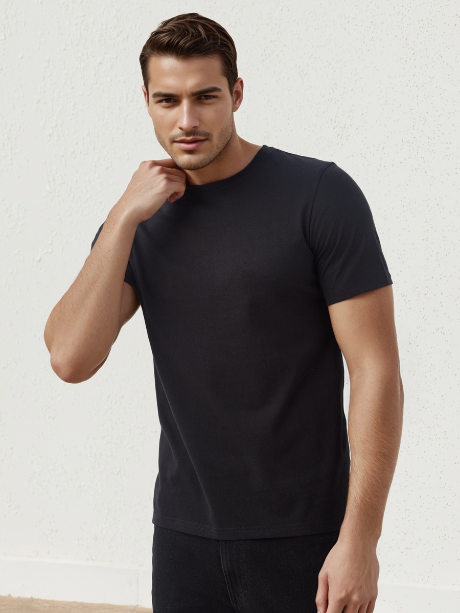 Regular Fit Crew Neck T-Shirt with Short Sleeves