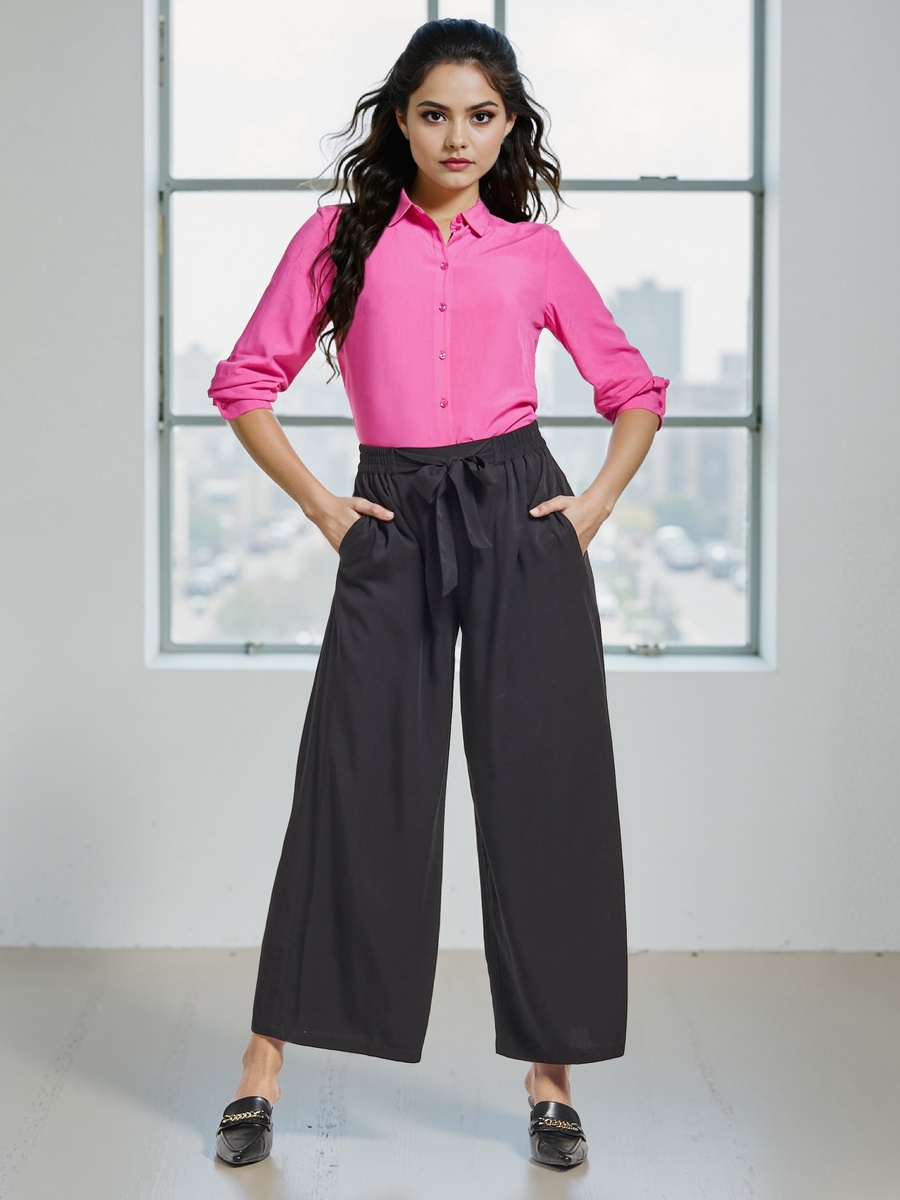 Palazzo Pants with Pockets and Tie-Up Belt