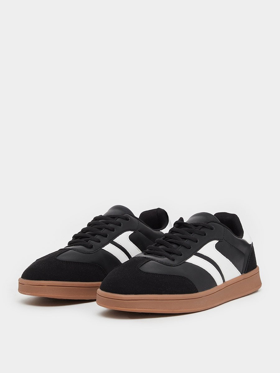 Men Color Block Lace Up Gum Sole Sneakers