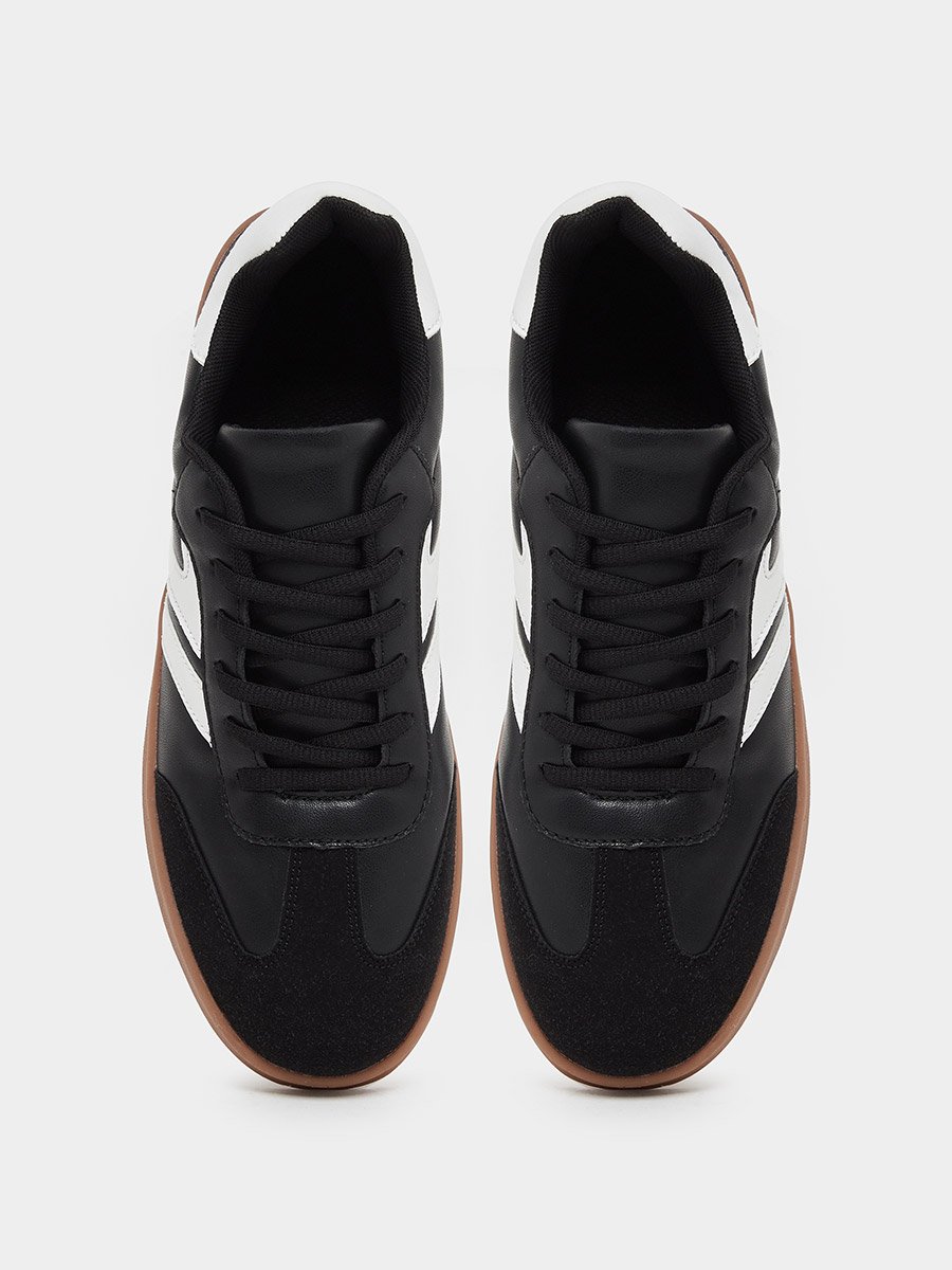 Men Color Block Lace Up Gum Sole Sneakers