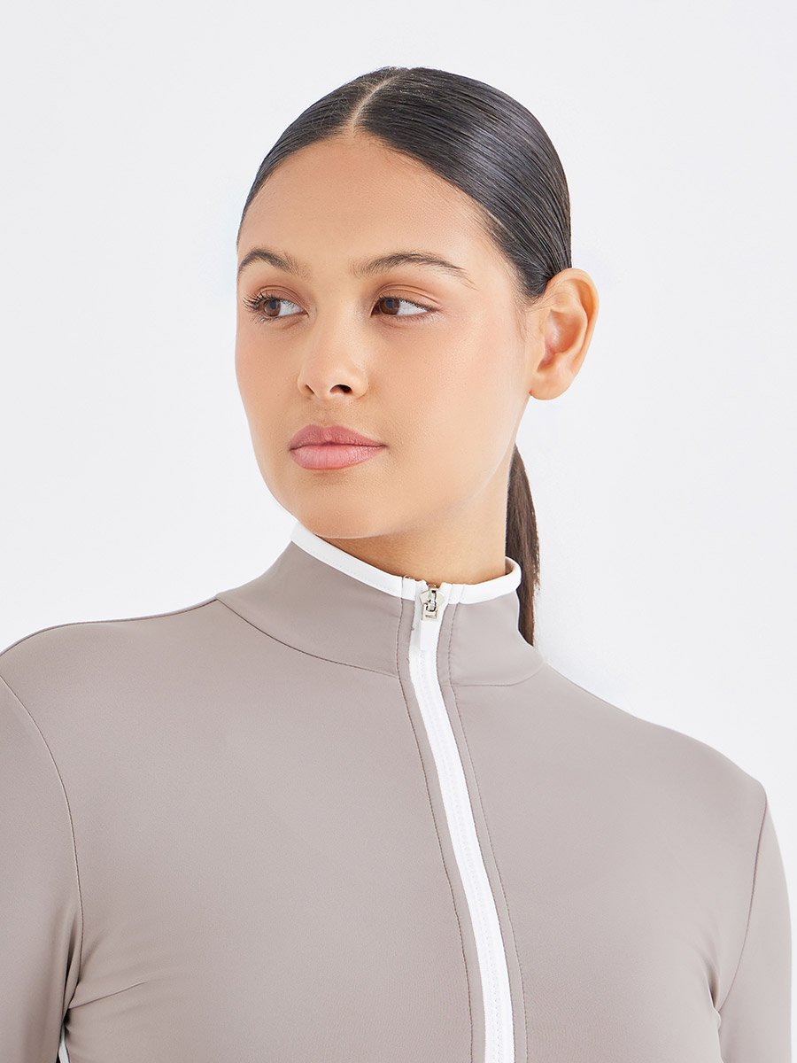 Contrast Piping Zip-Up Jacket and Leggings Set