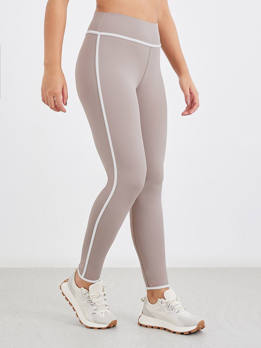 Contrast Piping Zip-Up Jacket and Leggings Set