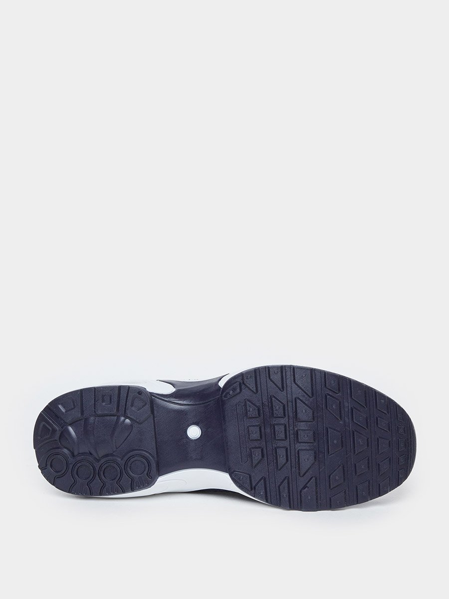Men Navy Blue Elastic Lace Pull On Sneakers
