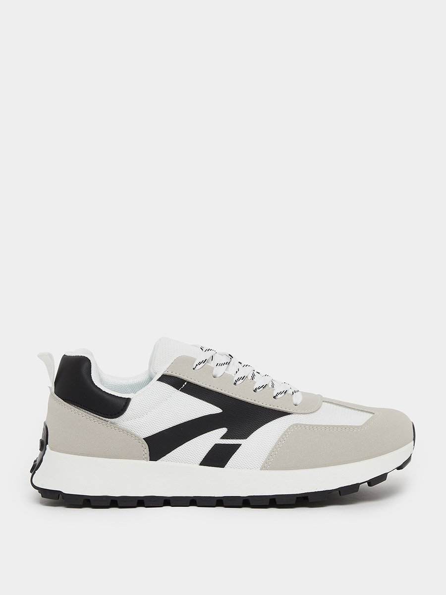 Panelled Lace Up Platform Sole Sneakers