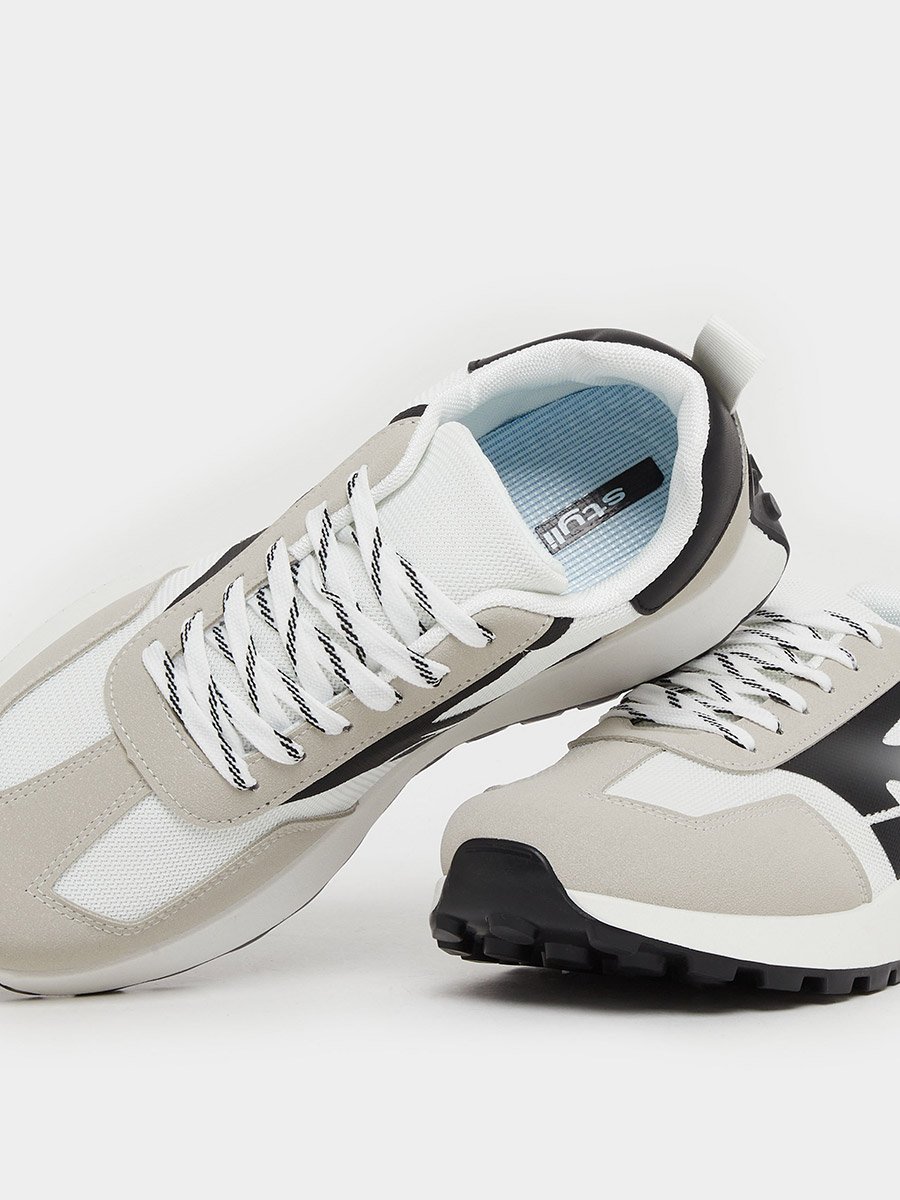 Panelled Lace Up Platform Sole Sneakers