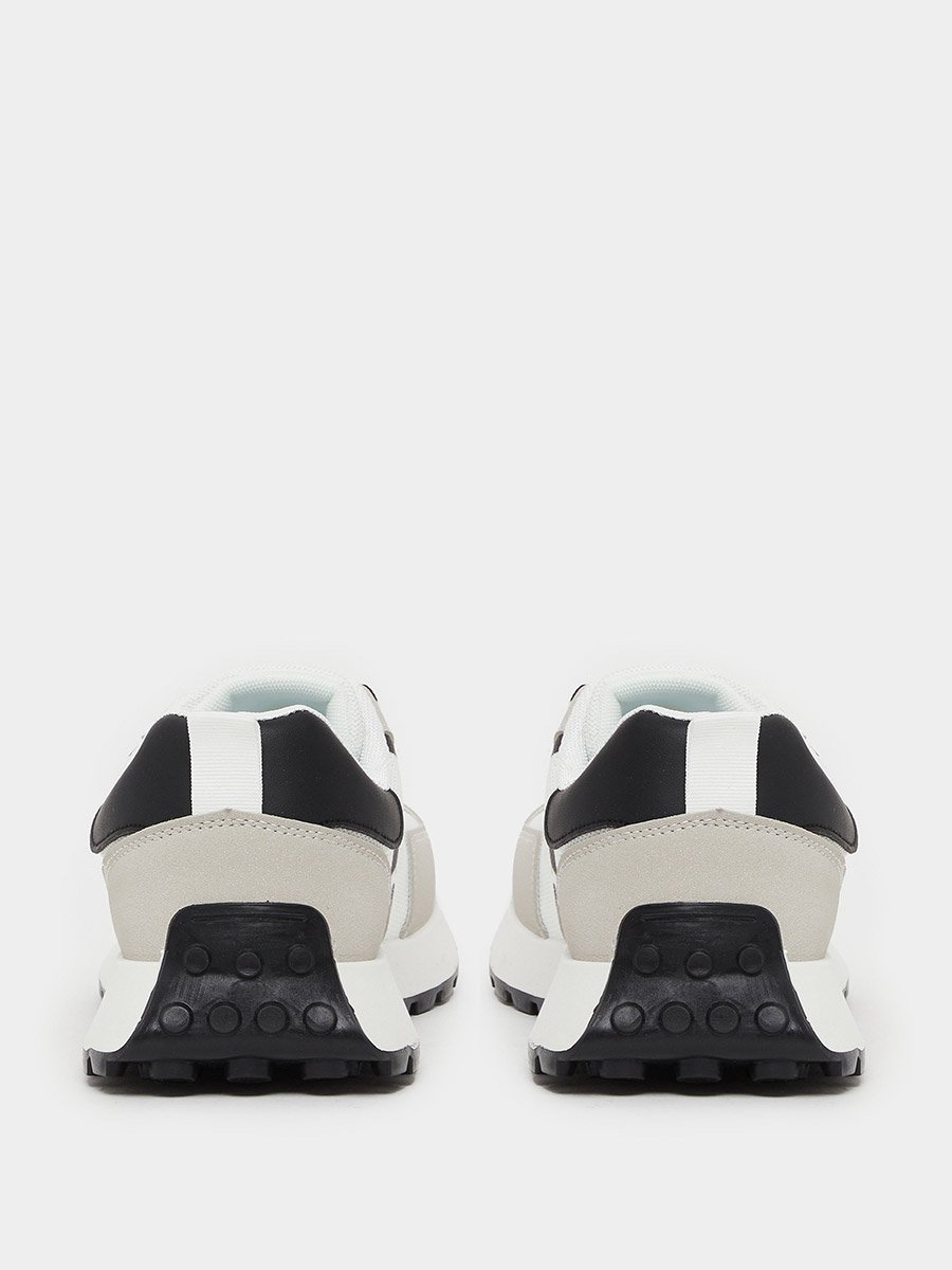 Panelled Lace Up Platform Sole Sneakers