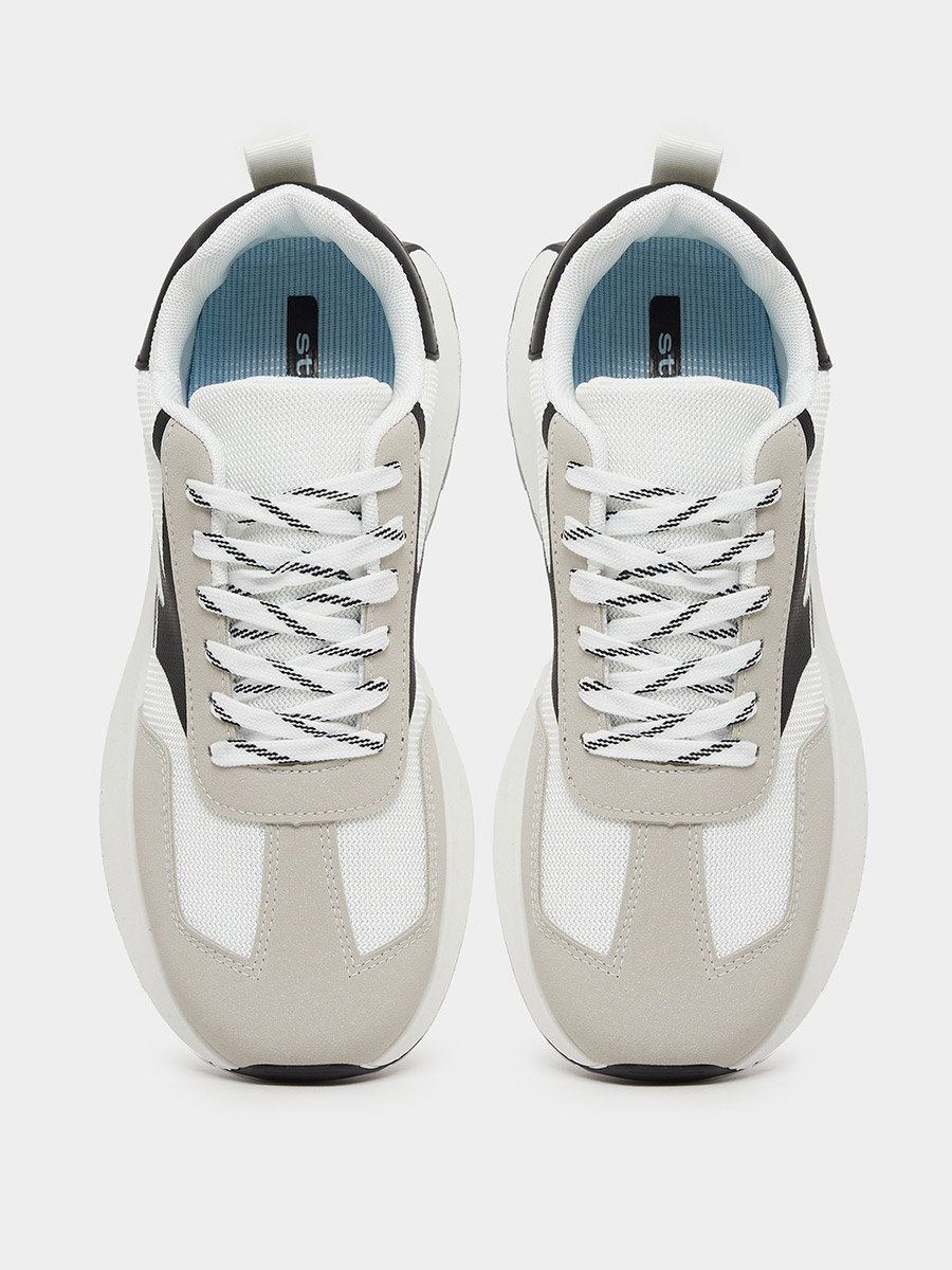 Panelled Lace Up Platform Sole Sneakers