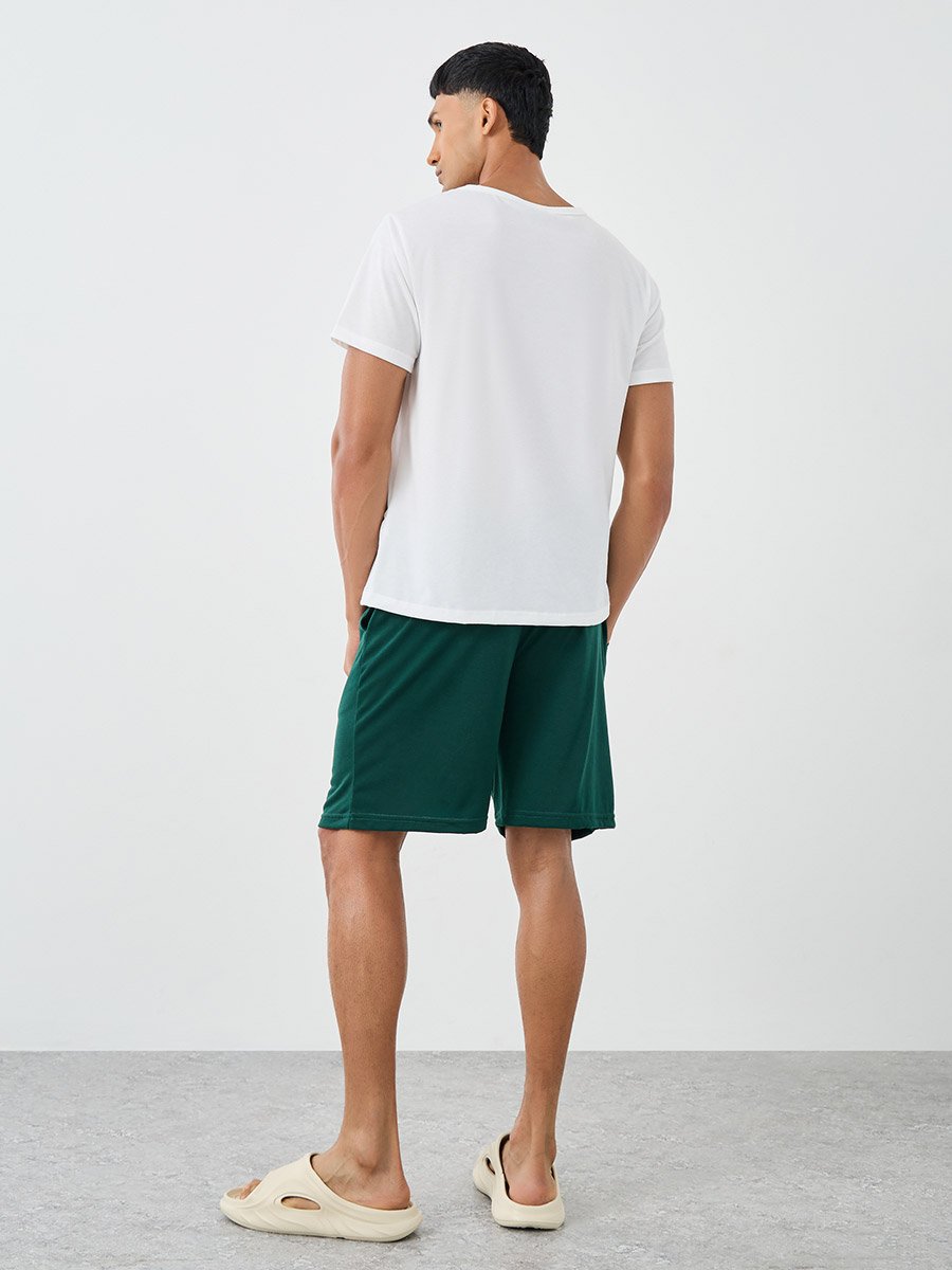 White Graphic Printed T-Shirt and Shorts Set