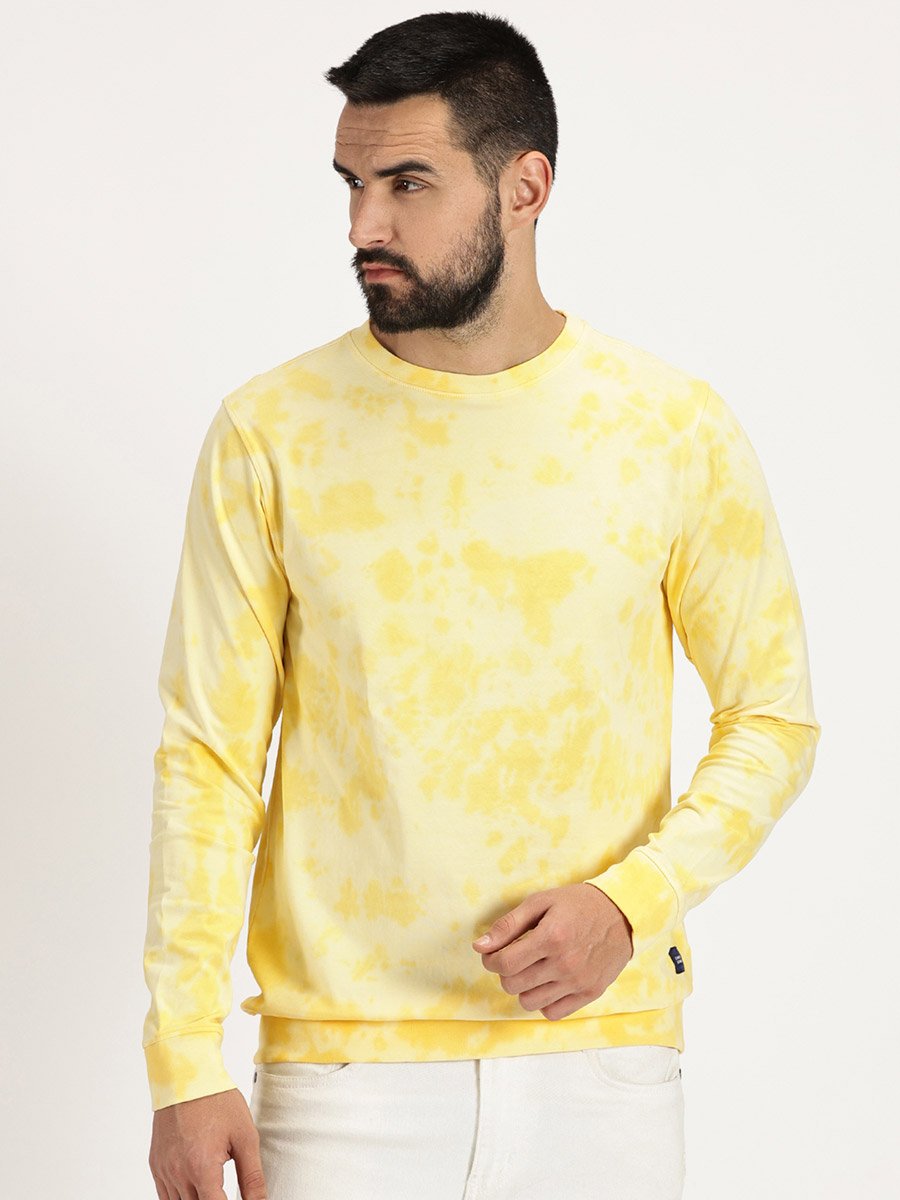 Men Tie and Dye Print T-Shirt with Long Sleeves