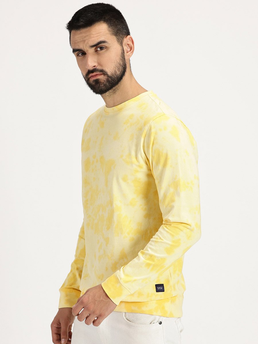 Men Tie and Dye Print T-Shirt with Long Sleeves