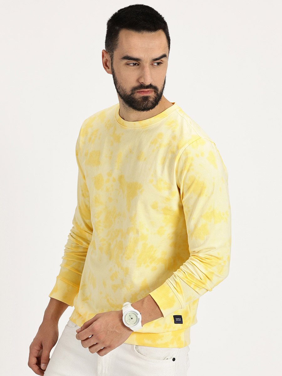 Men Tie and Dye Print T-Shirt with Long Sleeves