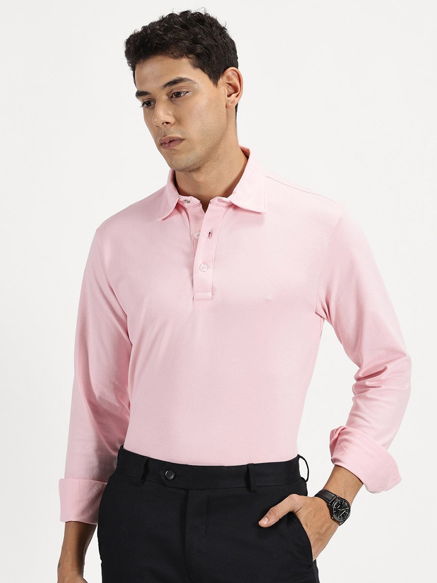 Men Solid Long Sleeves Polo