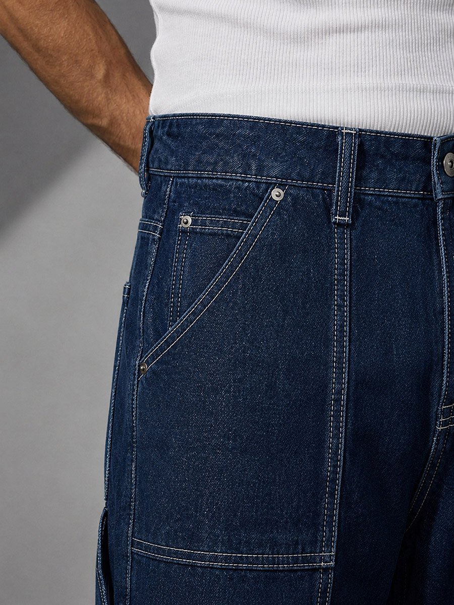 Mid Rise Paneled Loose Fit Jeans