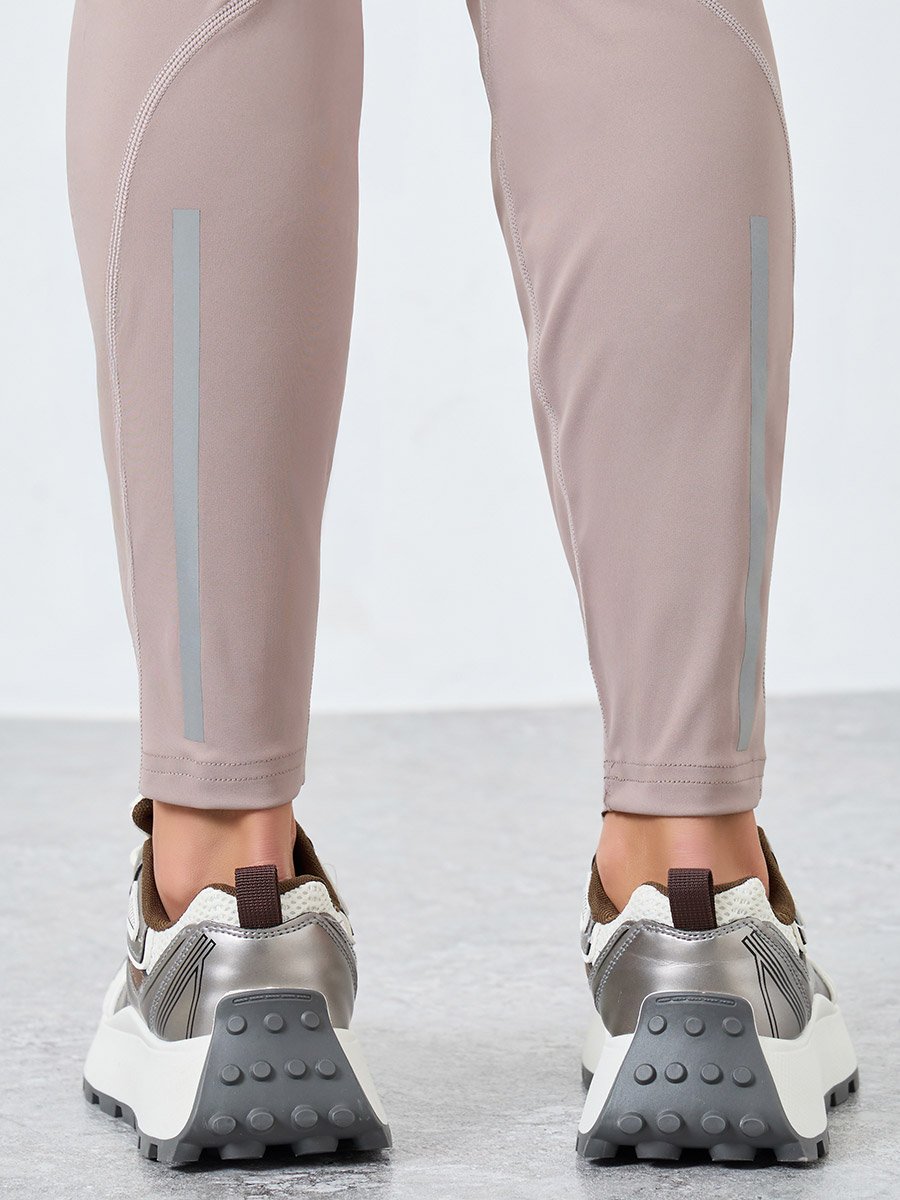 Gymspire Edition - Calf Reflective Striped Pocket Detail Leggings