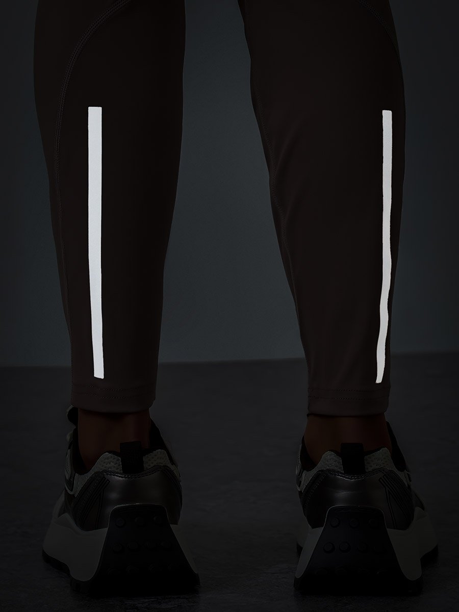 Gymspire Edition - Calf Reflective Striped Pocket Detail Leggings