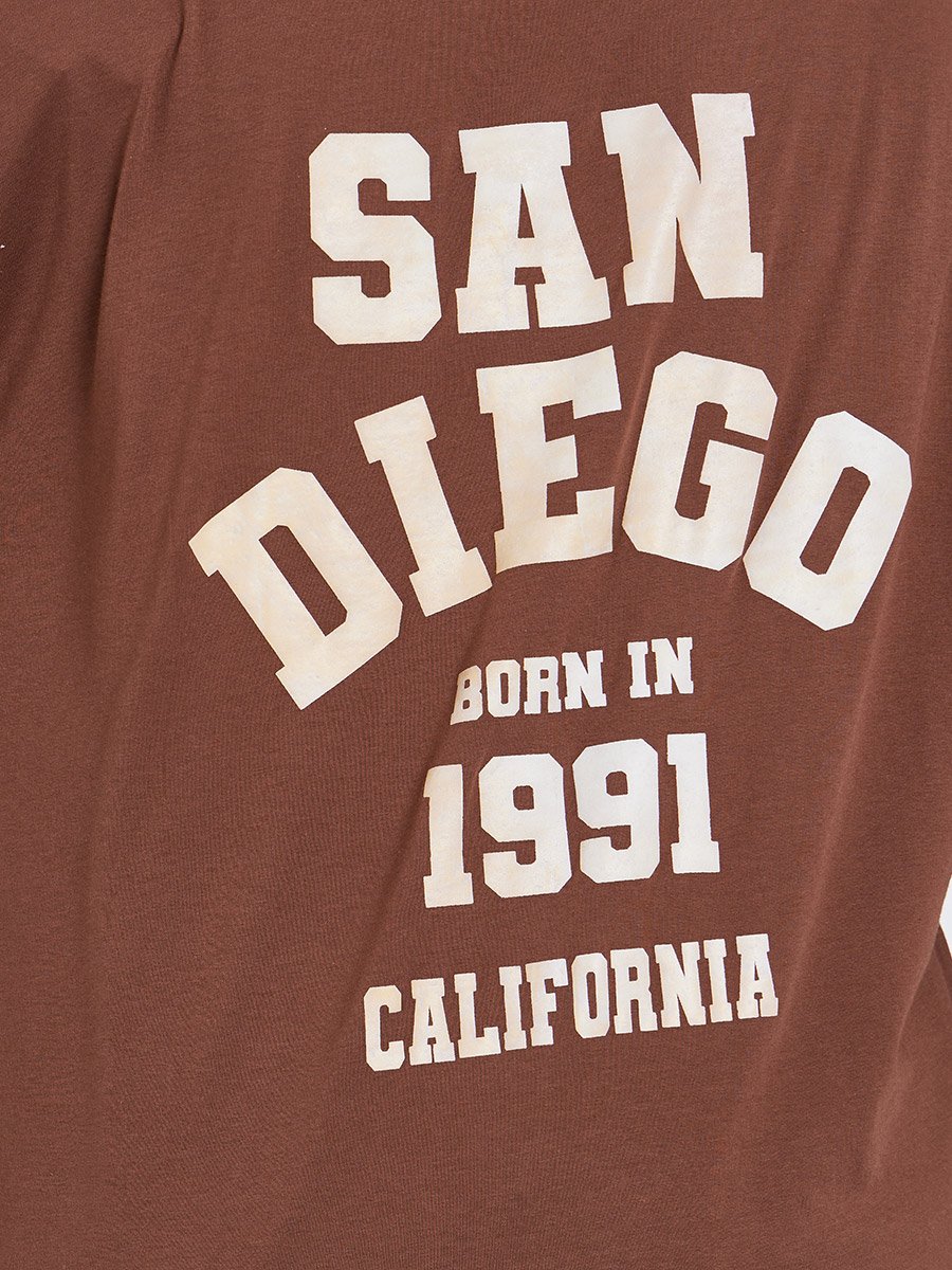 Plus Size Brown Oversized Graphic T-Shirt