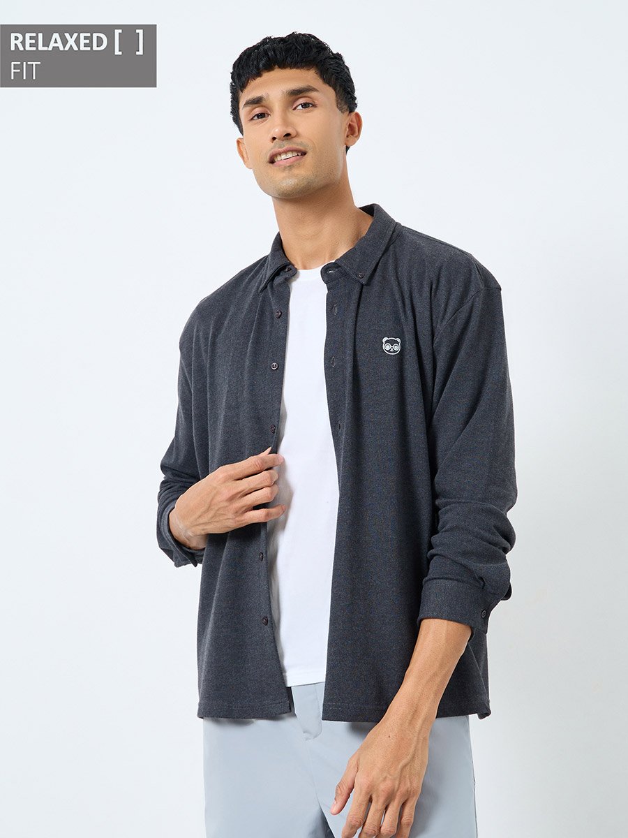 Buttoned Relaxed Fit Long Sleeve Knitted Shirt