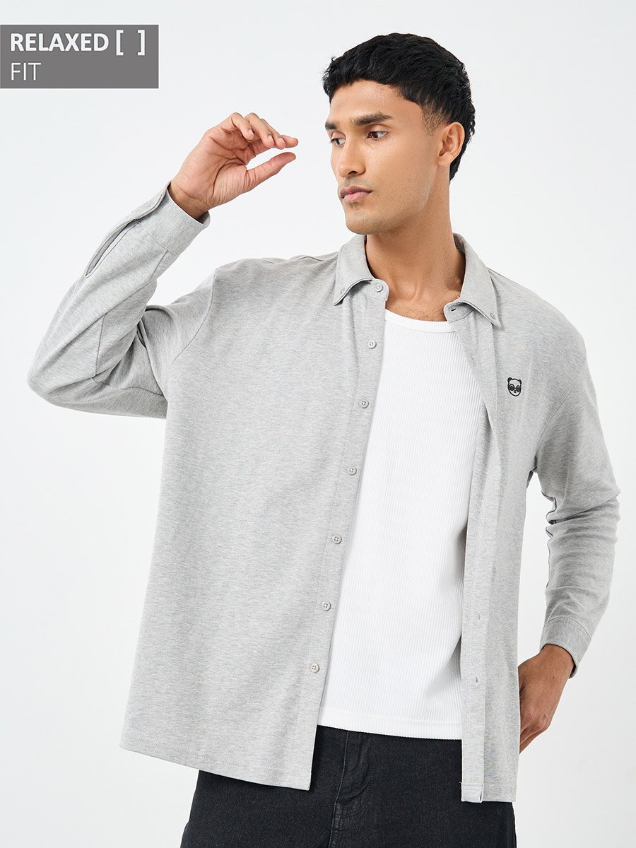 Buttoned Relaxed Fit Long Sleeve Knitted Shirt