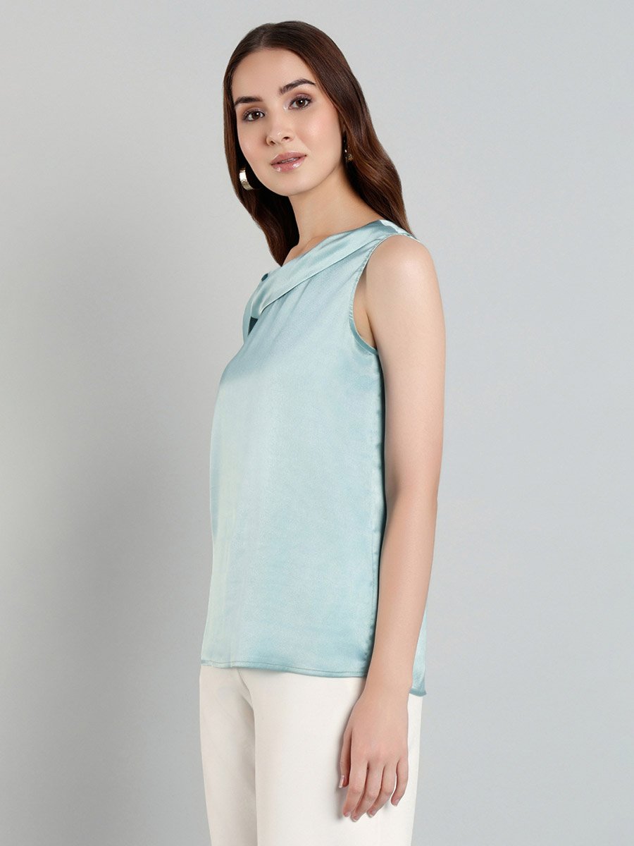 Women Tie-Up Detail Asymmetric Neck Top