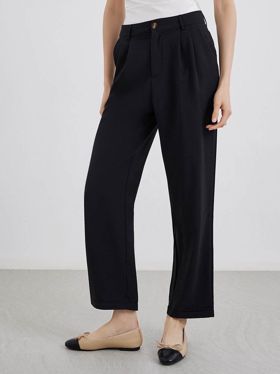 Plain Mid Rise Pocket Detail Pants