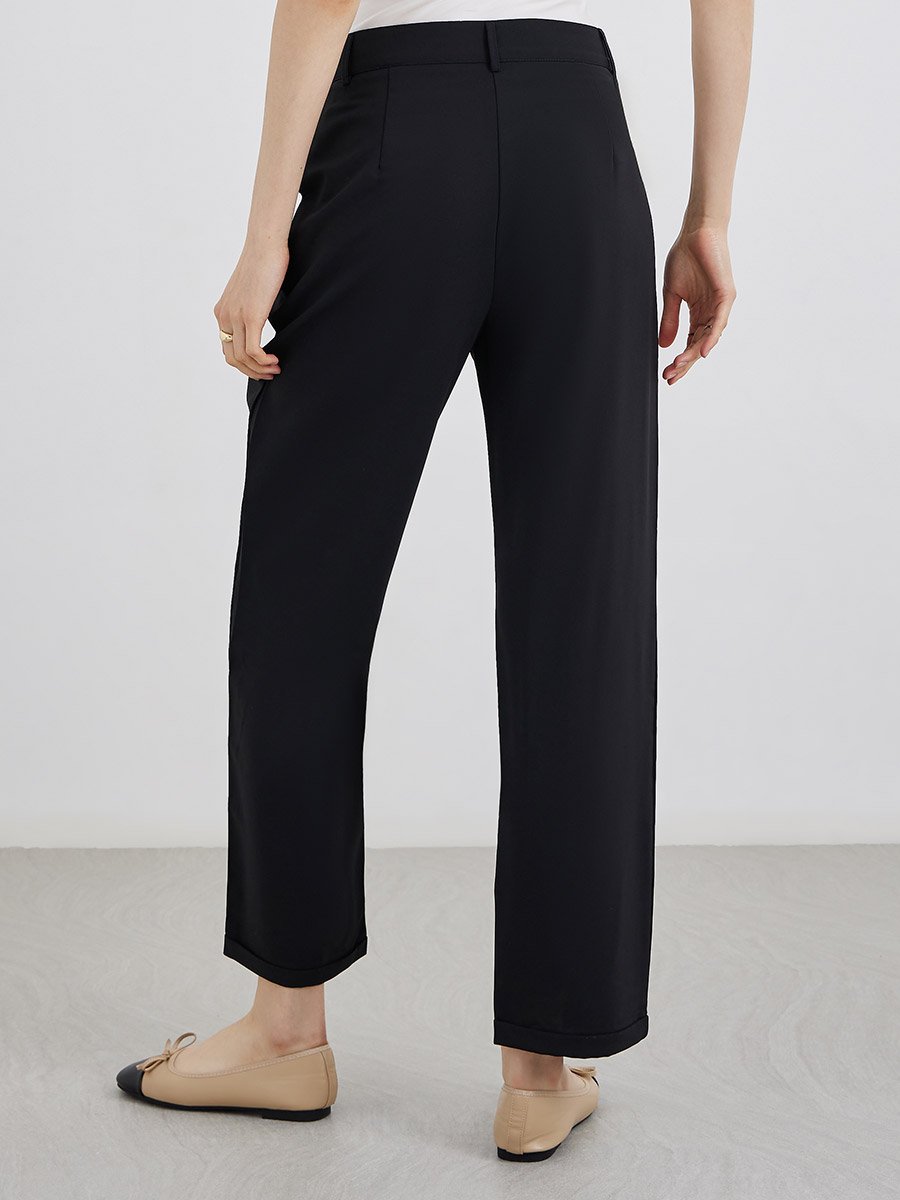 Plain Mid Rise Pocket Detail Pants