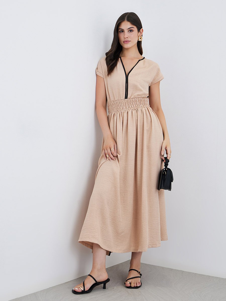 sachin and babi light blue dress Plain Short Sleeves A-Line Maxi Dress For Women at UAE