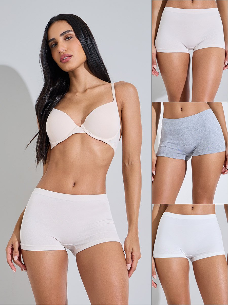 Pack of 3 - Solid Cotton Boyshorts