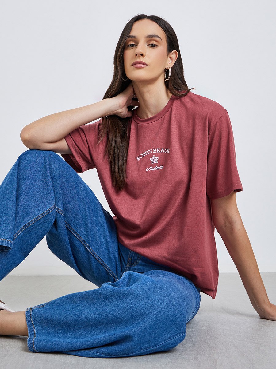 Bondi Beach Embroidered Oversized T-Shirt