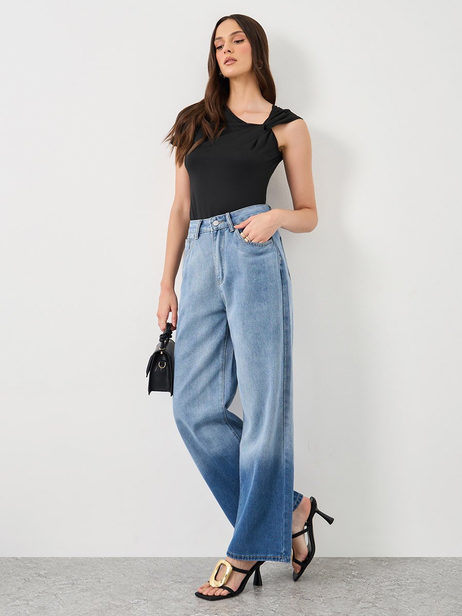 Women Black Knot Detail Knit Top