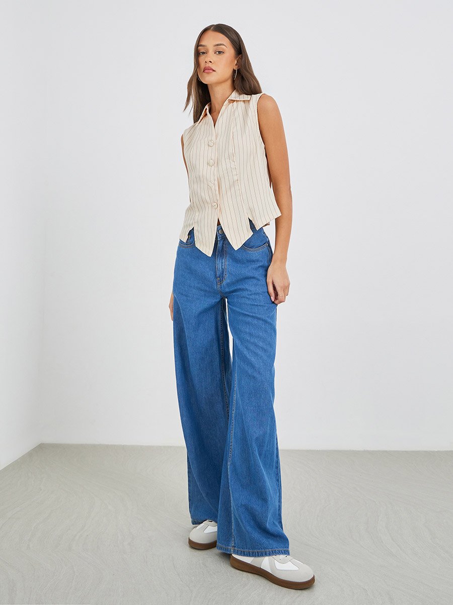 Striped Front Button Waistcoat