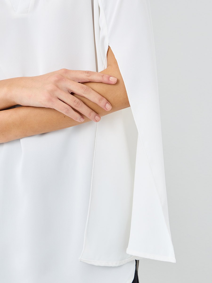 Women White Slit Sleeve Oversized Shirt