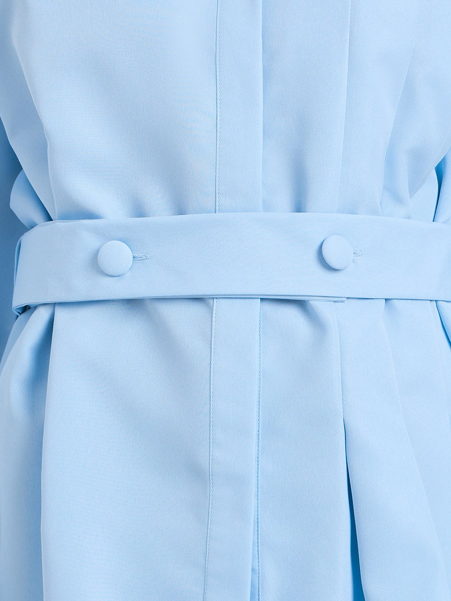 Blue Longline Belted Shirt