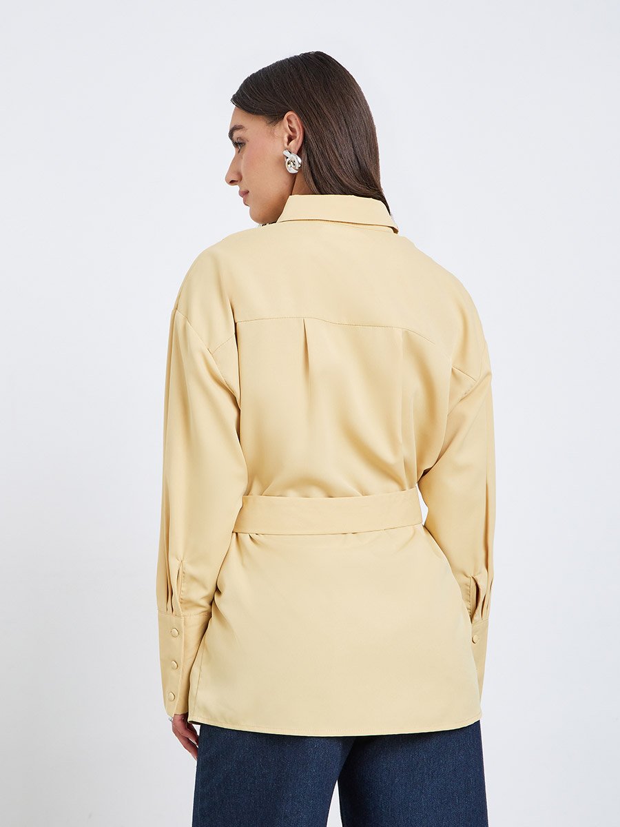 Yellow Longline Belted Shirt